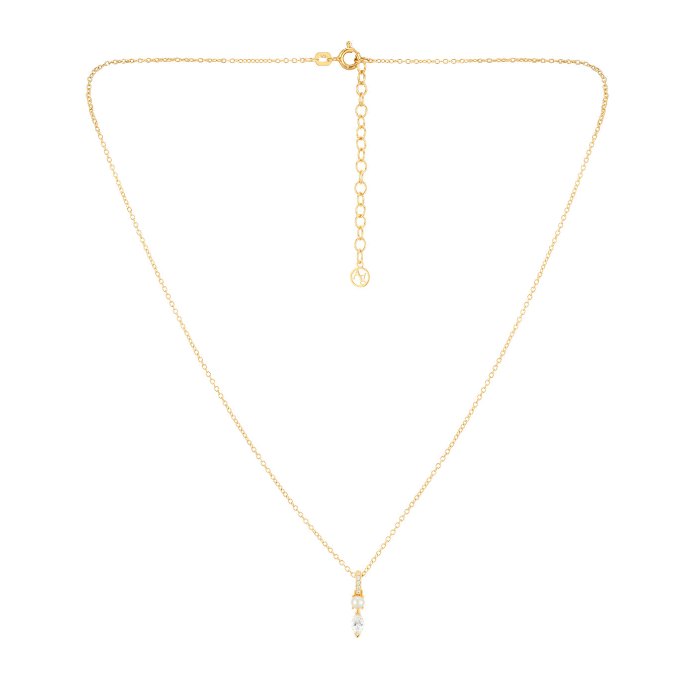 Argento Gold 18k Plated Freshwater Pearl Marquise Necklace