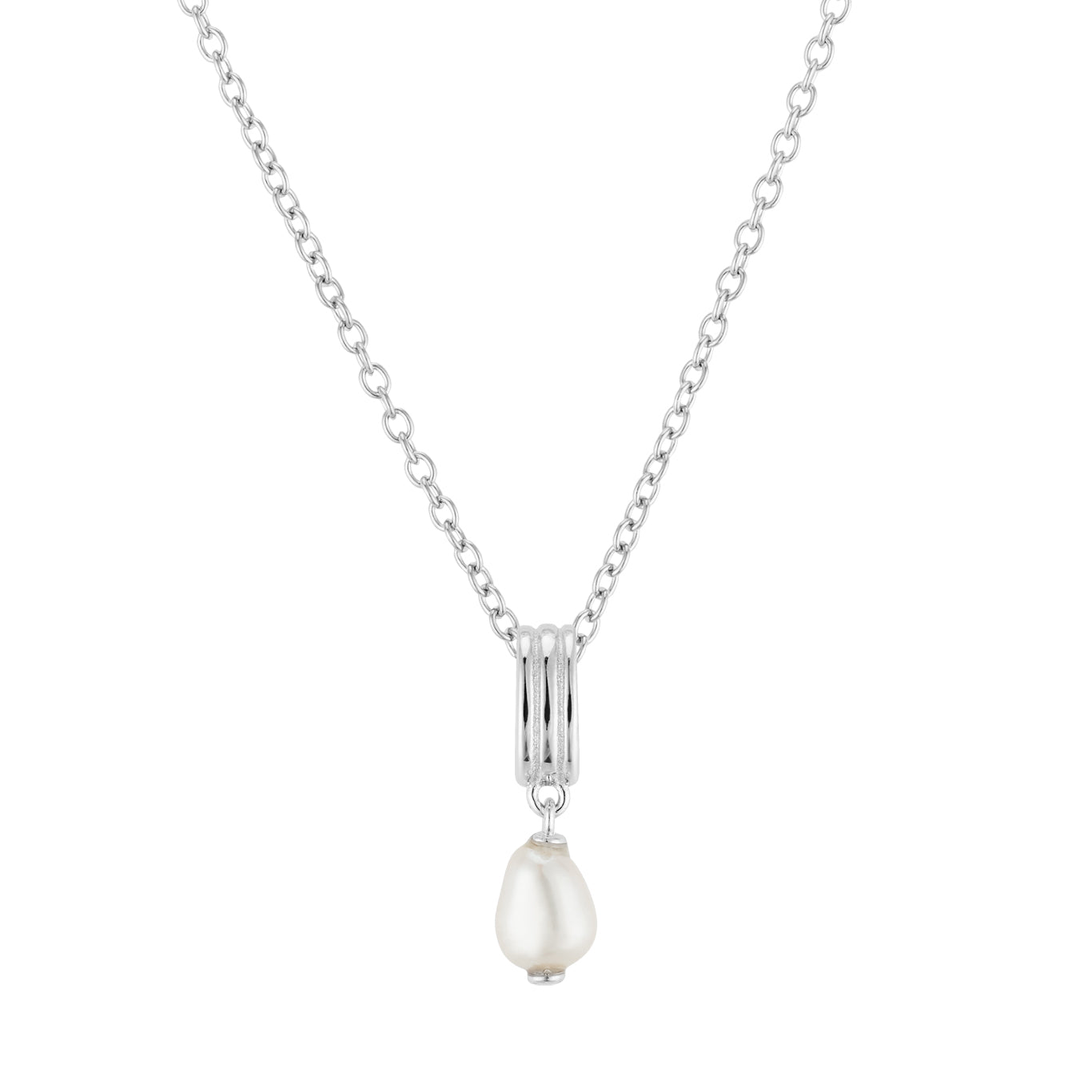 Argento Silver Baroque Freshwater Pearl Rib Necklace