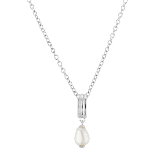 Argento Silver Baroque Freshwater Pearl Rib Necklace
