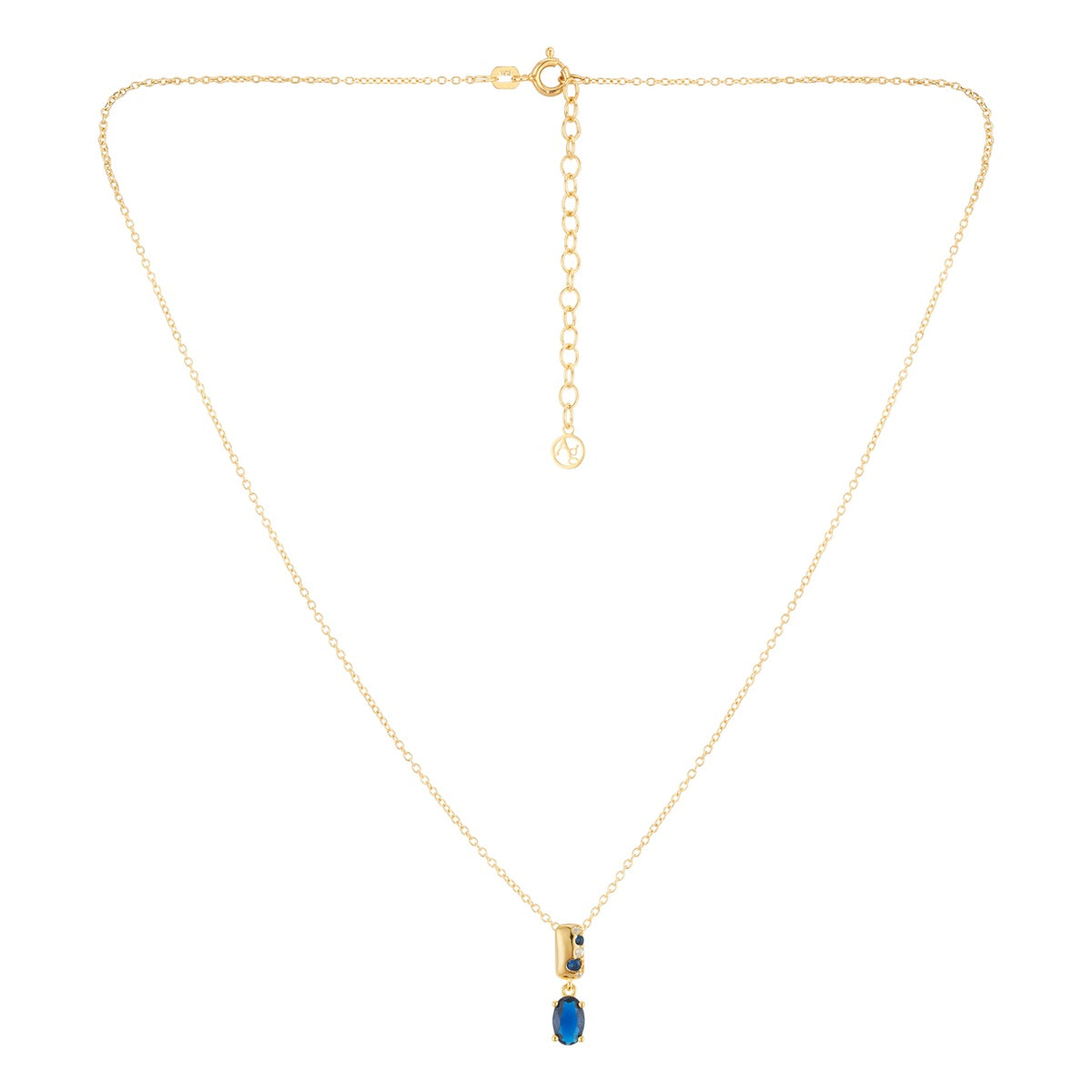 Argento Gold Blue CZ Luxe Oval Necklace