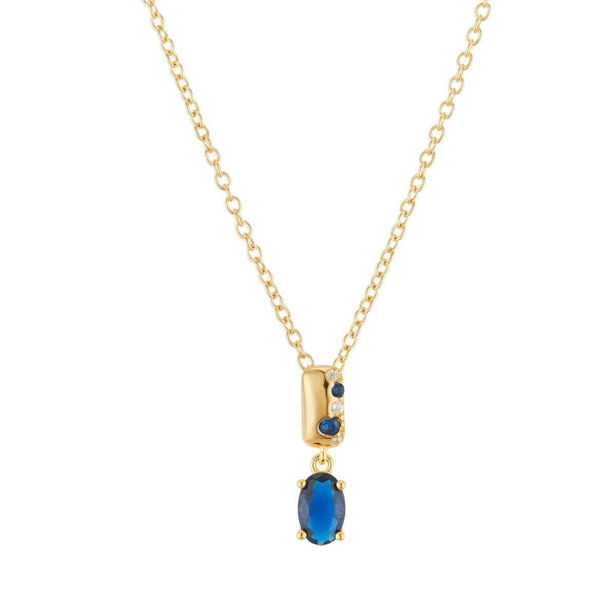 Argento Gold Blue CZ Luxe Oval Necklace