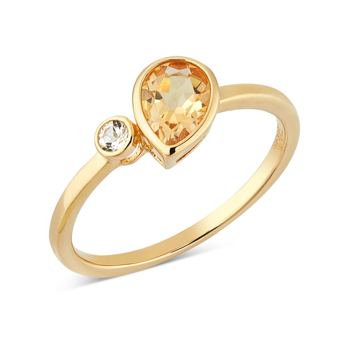 Gold 18k Plated Teardrop Citrine Topaz Ring