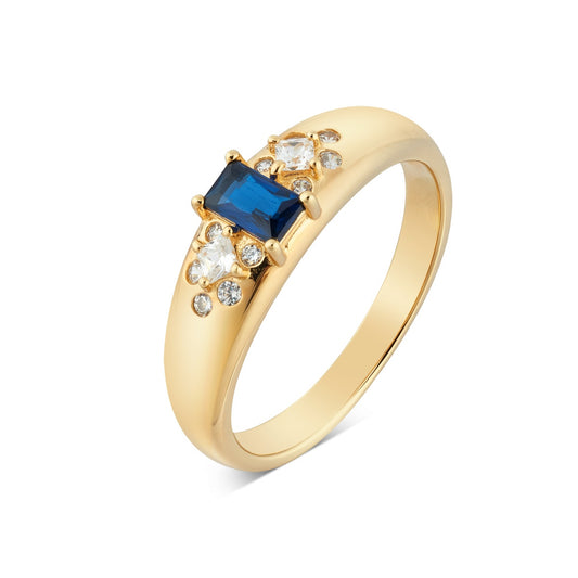 Argento Gold Blue Pavé CZ Luxe Ring