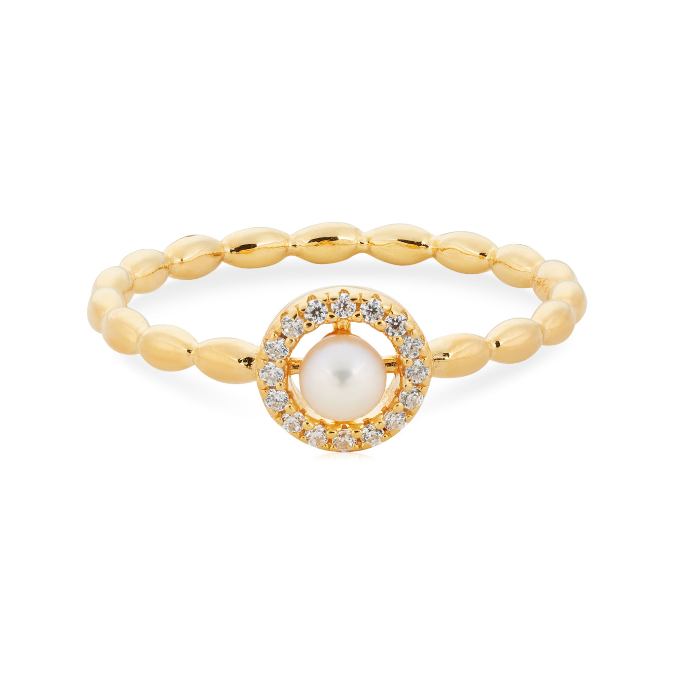 Argento Gold 18k Plated Freshwater Halo Pearl Ring