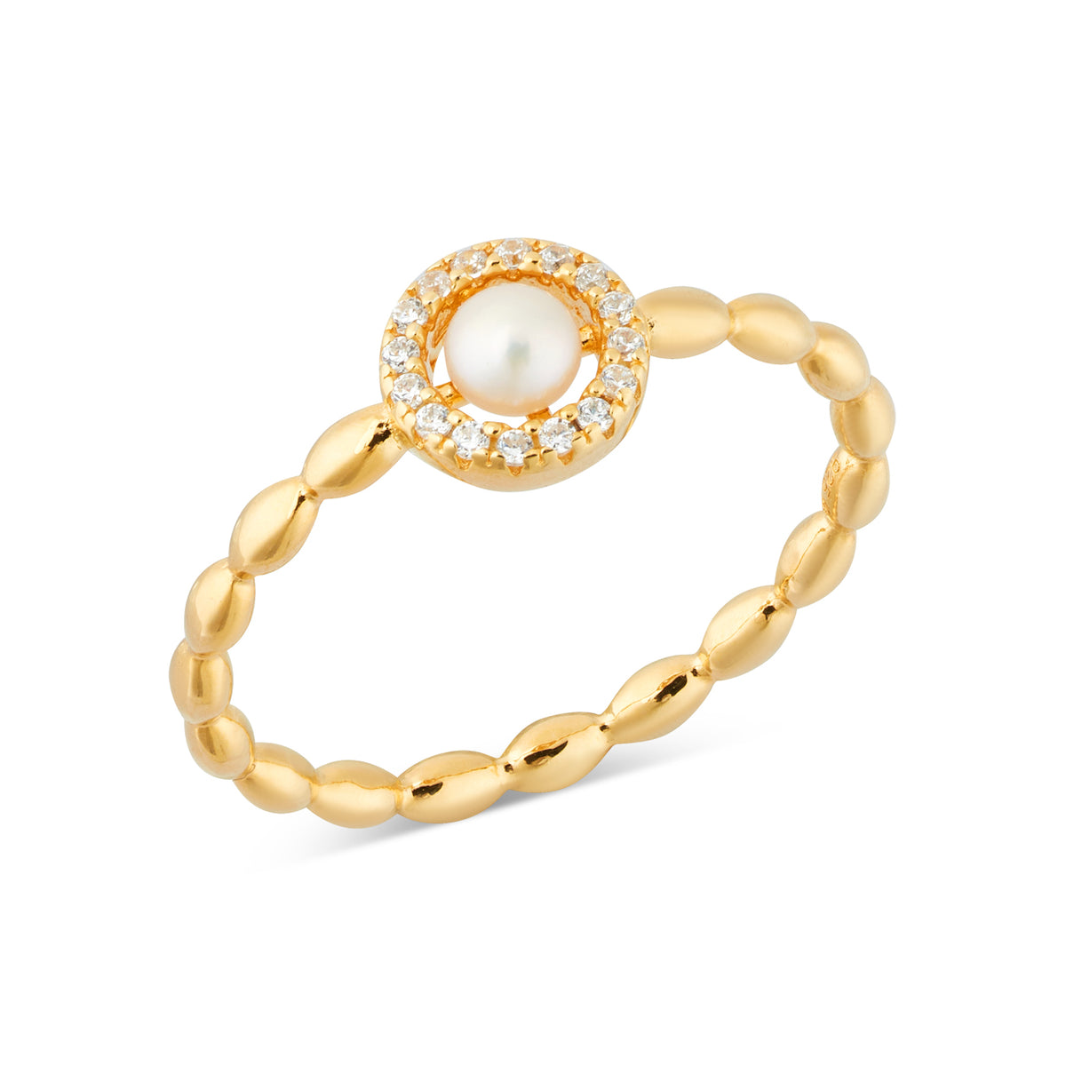 Argento Gold 18k Plated Freshwater Halo Pearl Ring