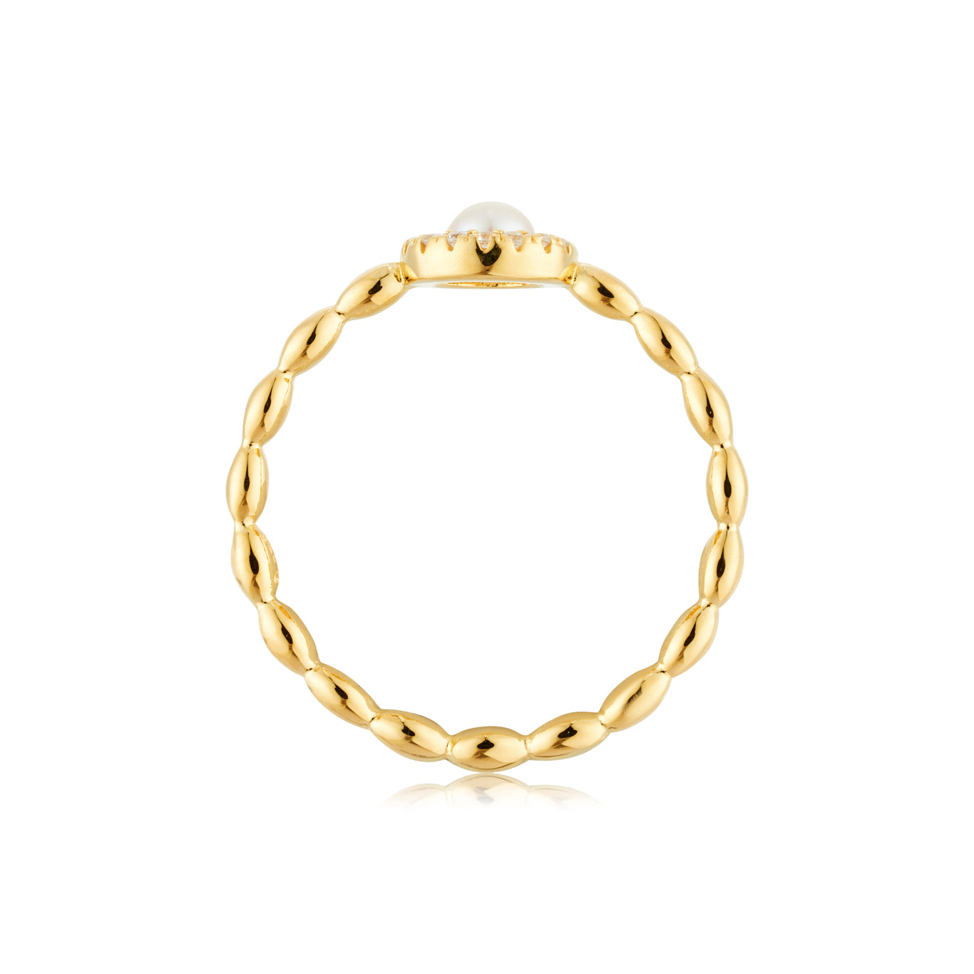 Argento Gold 18k Plated Freshwater Halo Pearl Ring