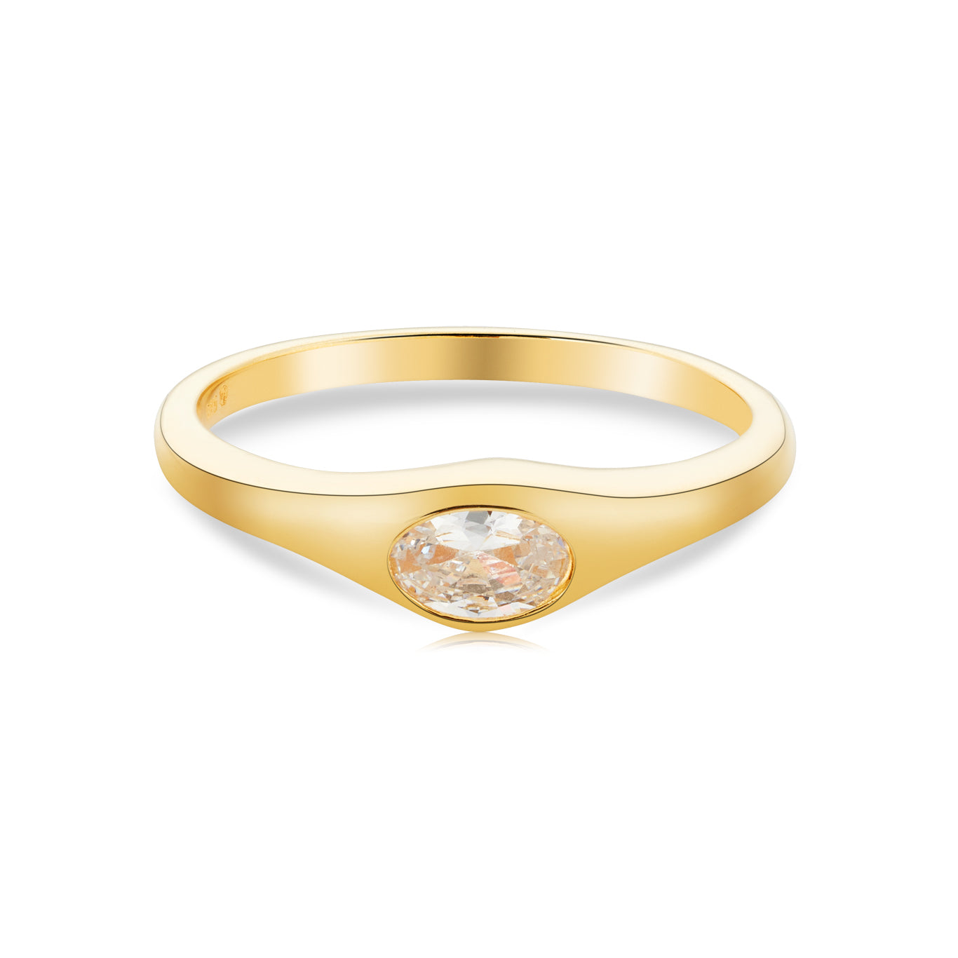 Argento Gold 18k Plated Oval CZ Bezel Ring