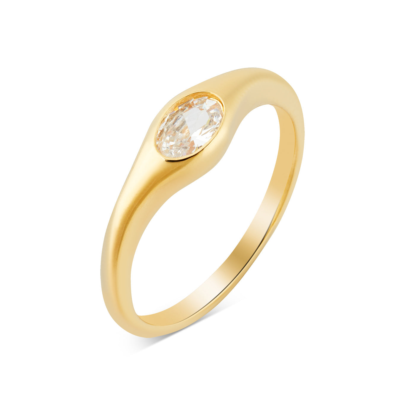 Argento Gold 18k Plated Oval CZ Bezel Ring