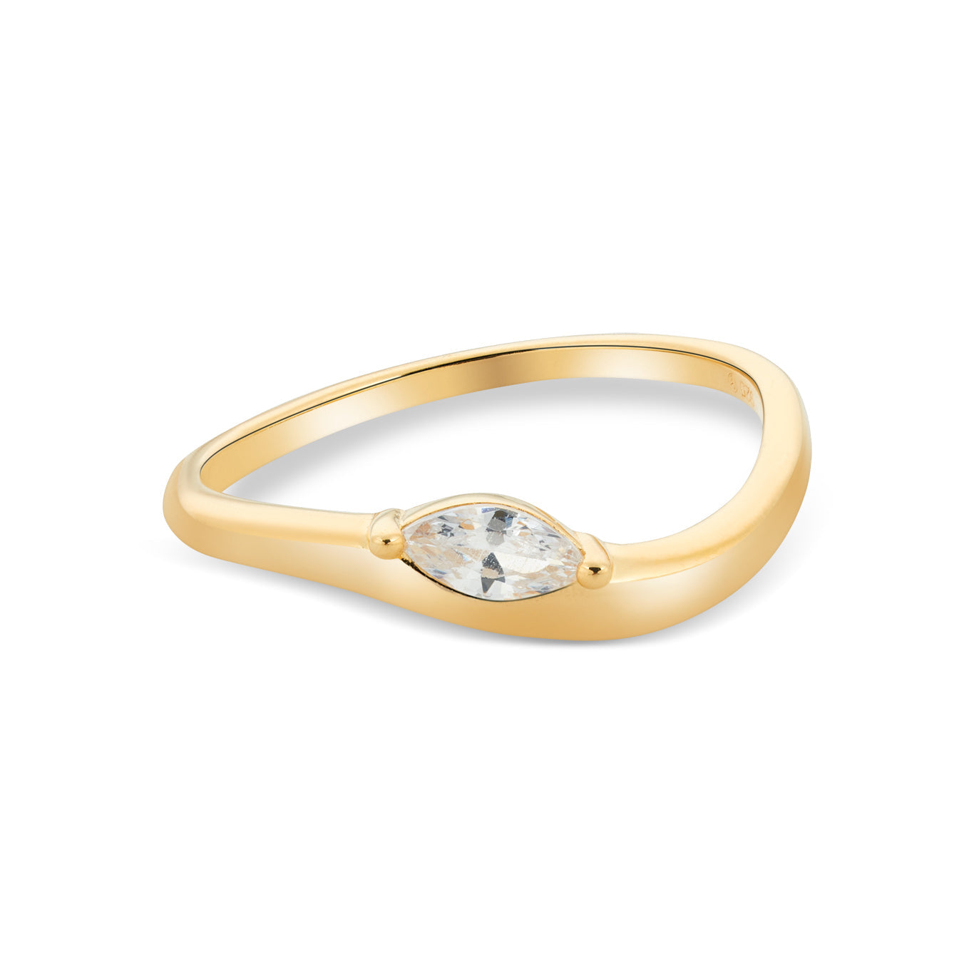 Argento Gold 18k Plated Fluid Wave CZ Ring