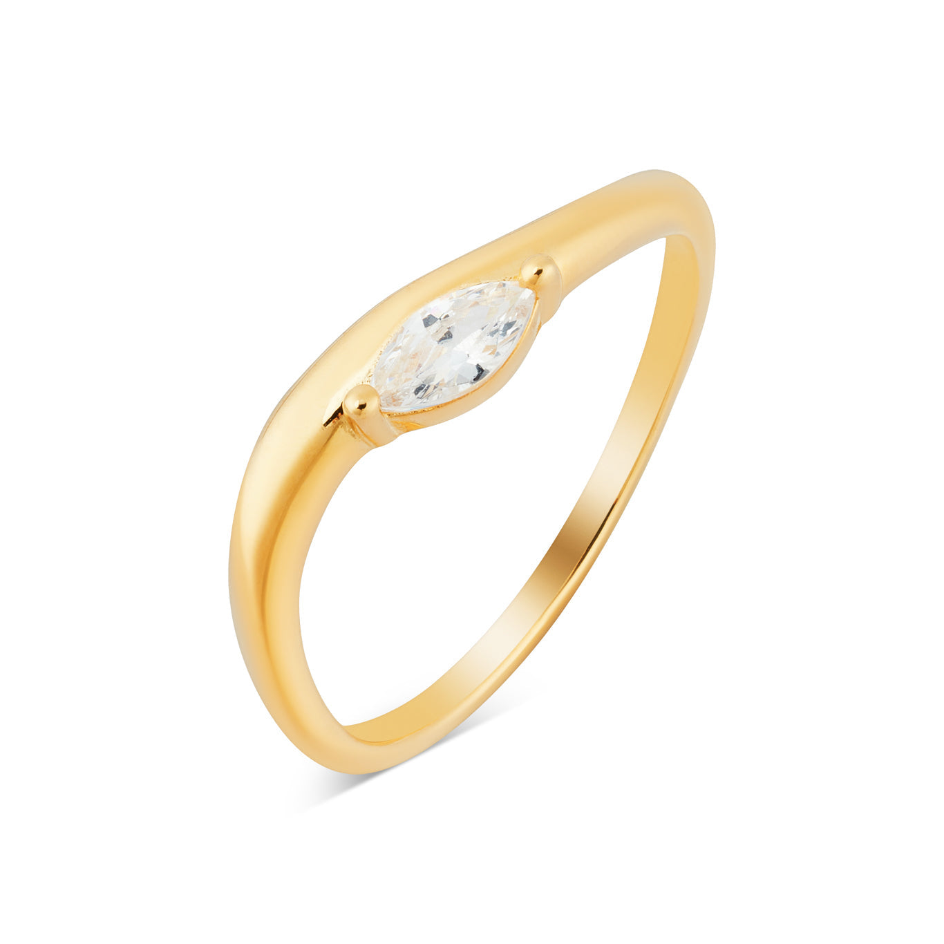 Argento Gold 18k Plated Fluid Wave CZ Ring