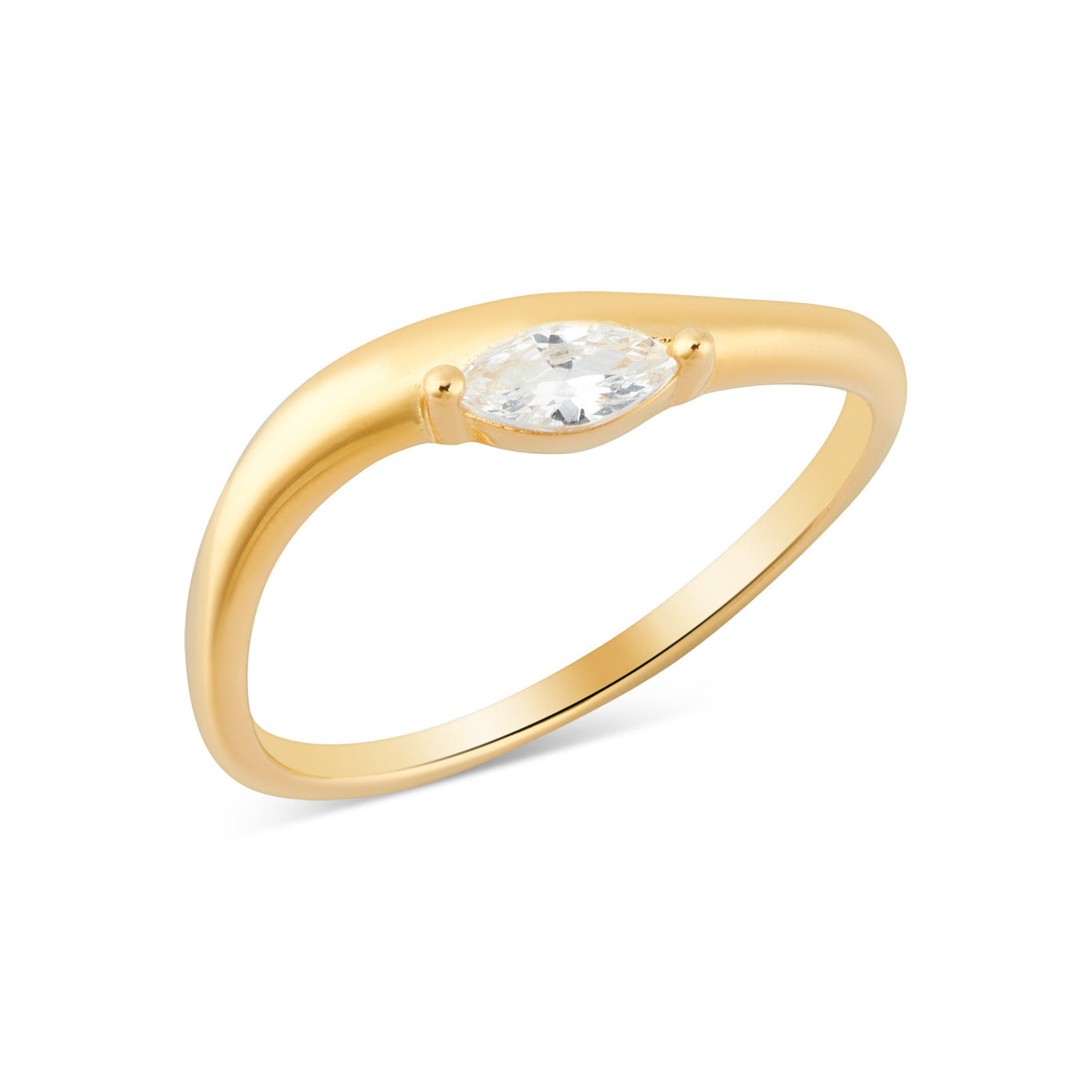 Argento Gold 18k Plated Fluid Wave CZ Ring