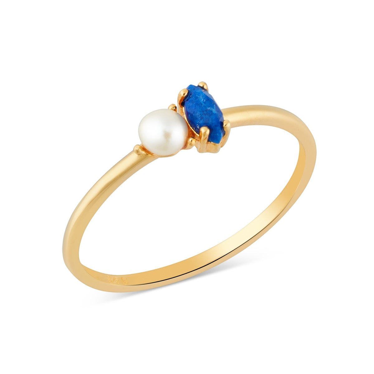 Argento Gold Lapis Marquise Pearl Ring