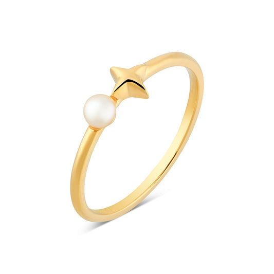 Argento Gold Freshwater Pearl Starburst Ring