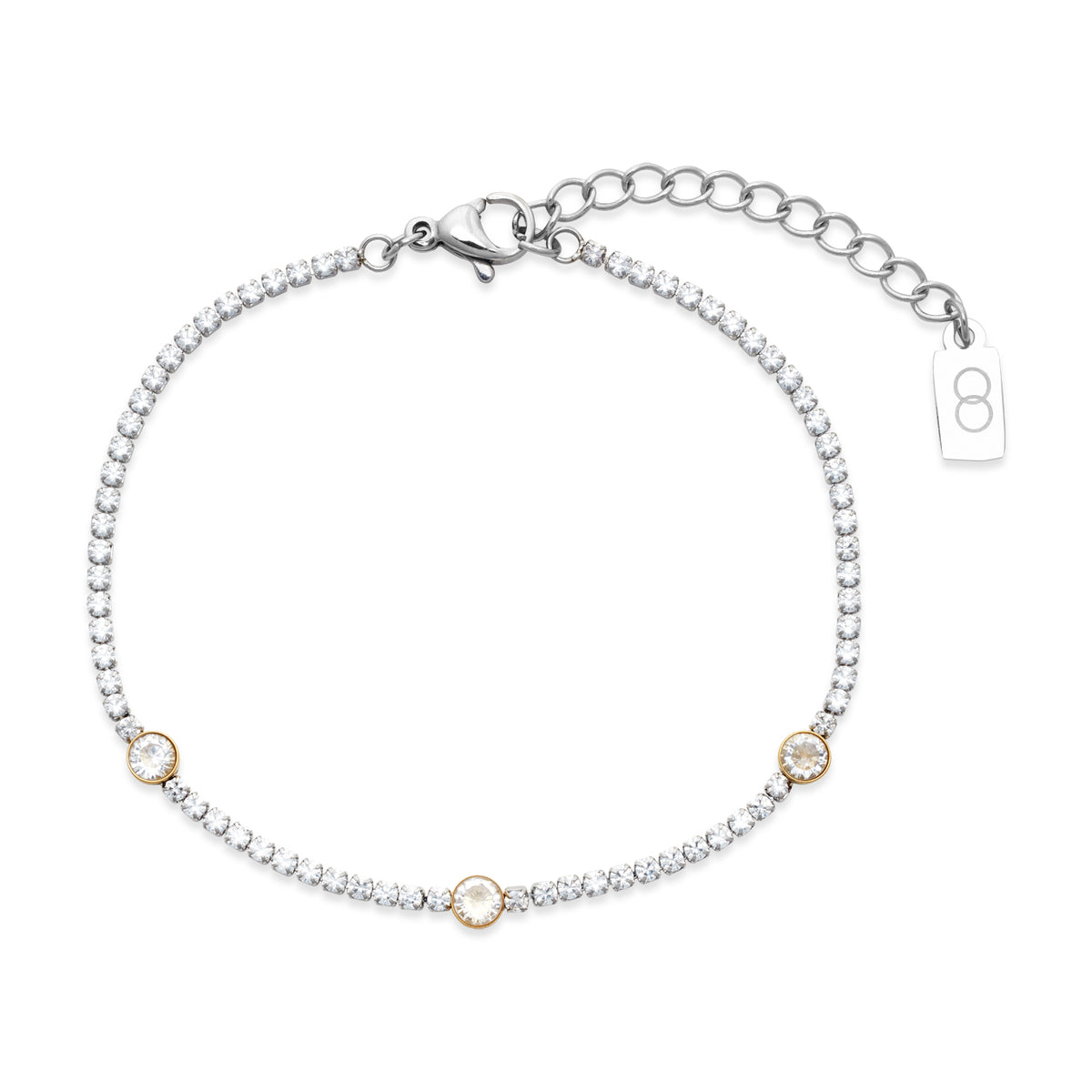 Over & Over Two Toned Stainless Steel Circle Tennis Bracelet