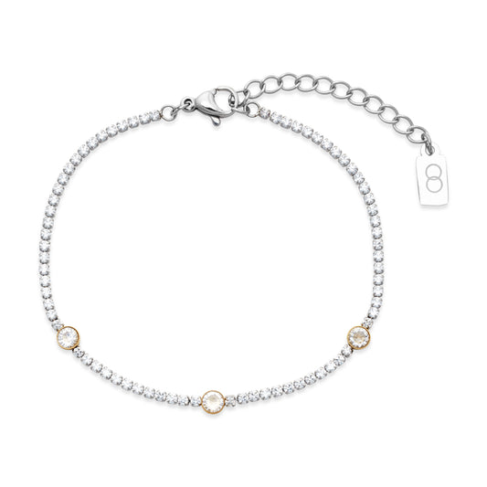 Over & Over Two Toned Stainless Steel Circle Tennis Bracelet