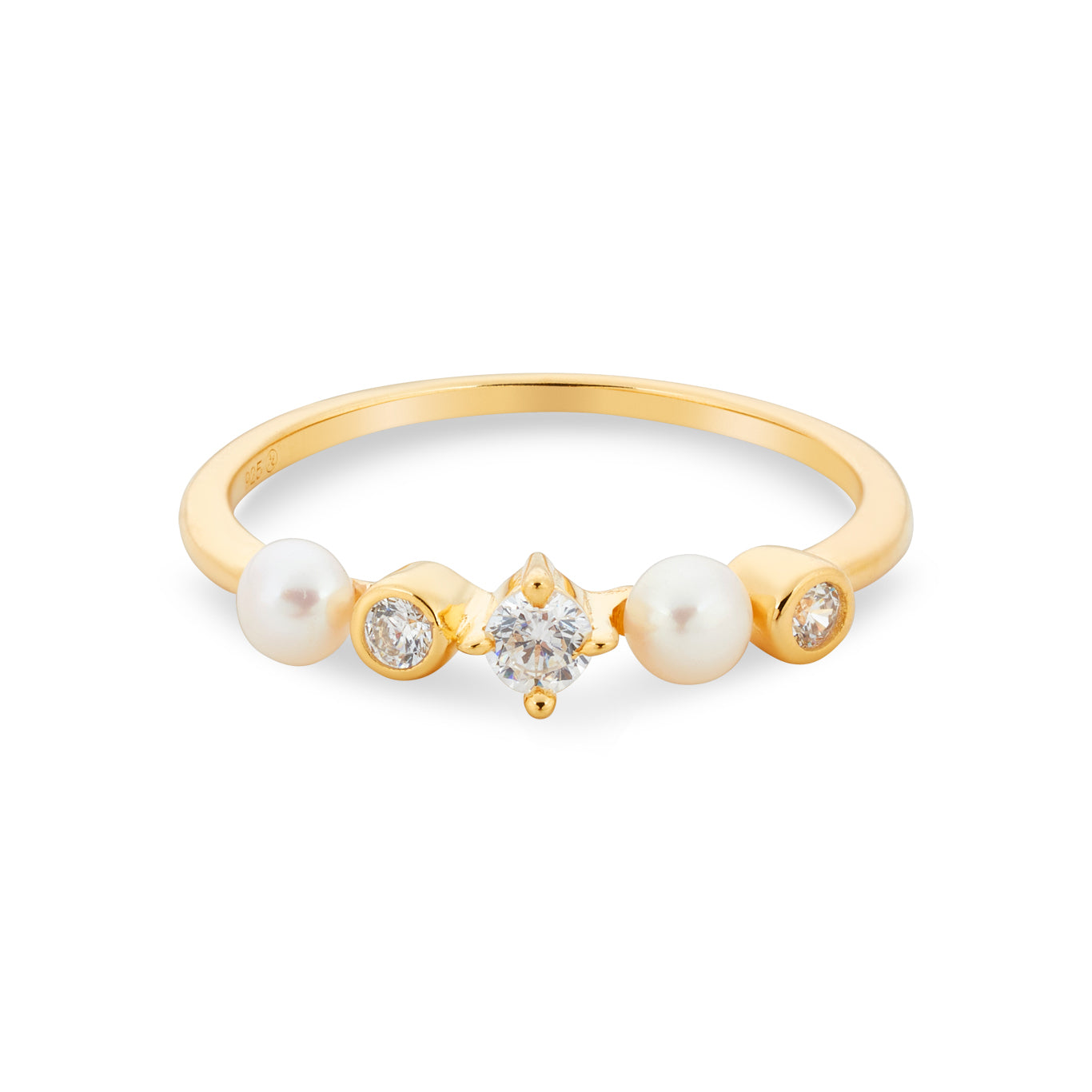Argento Gold 18k Plated Freshwater Button Pearl Ring
