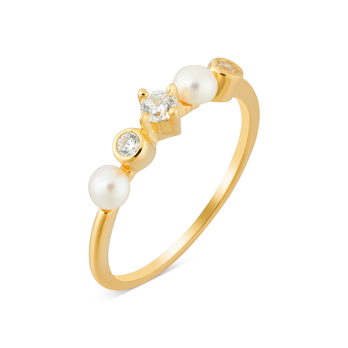 Argento Gold 18k Plated Freshwater Button Pearl Ring