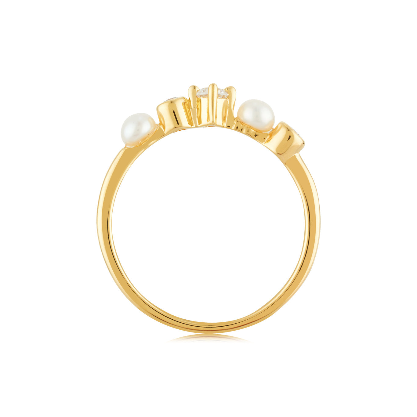 Argento Gold 18k Plated Freshwater Button Pearl Ring