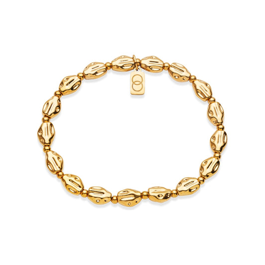 Over & Over Gold Pebble Beaded Bracelet