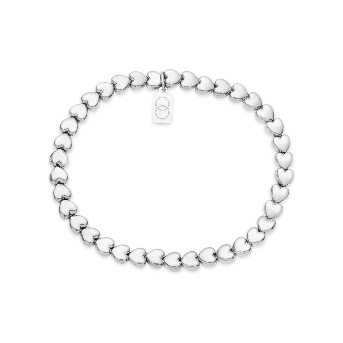 Over & Over Silver Heart Beaded Bracelet