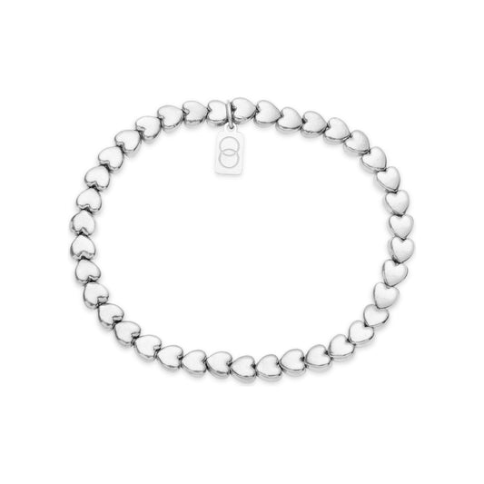 Over & Over Silver Heart Beaded Bracelet