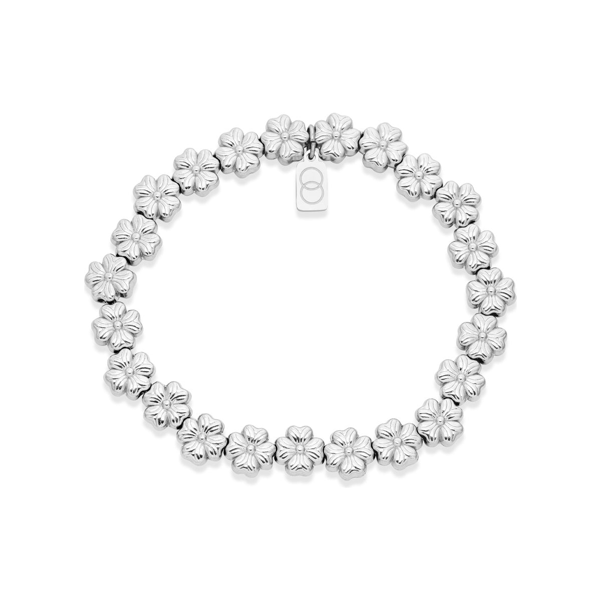 Over & Over Silver Clover Beaded Bracelet