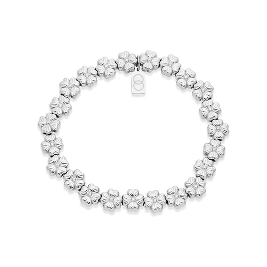 Over & Over Silver Clover Beaded Bracelet
