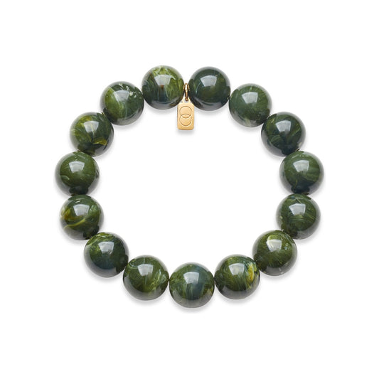 Over & Over Gold Green Resin Beaded Bracelet