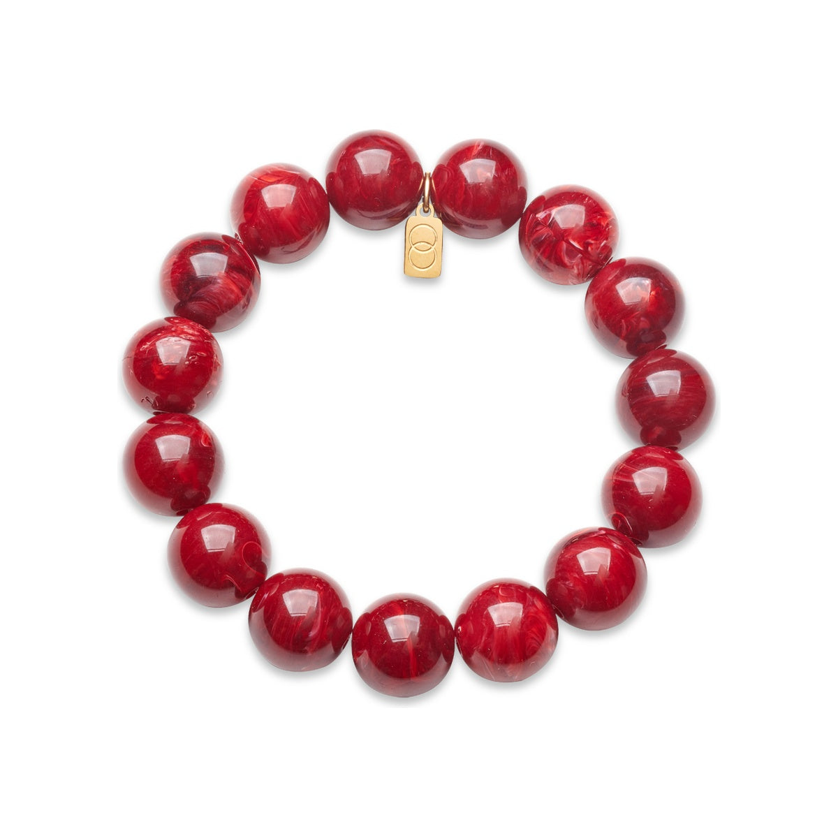 Over & Over Gold Red Resin Beaded Bracelet