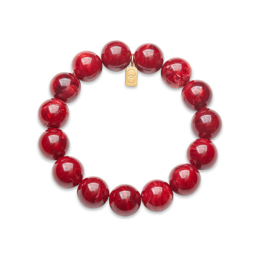 Over & Over Gold Red Resin Beaded Bracelet