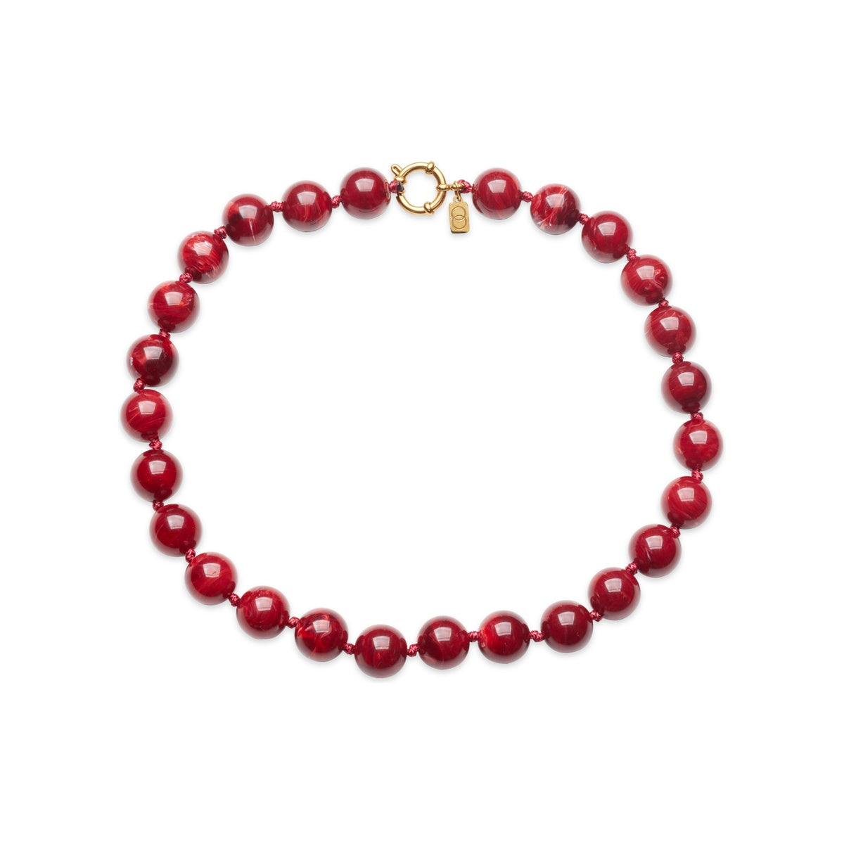 Over & Over Gold Red Resin Beaded Necklace