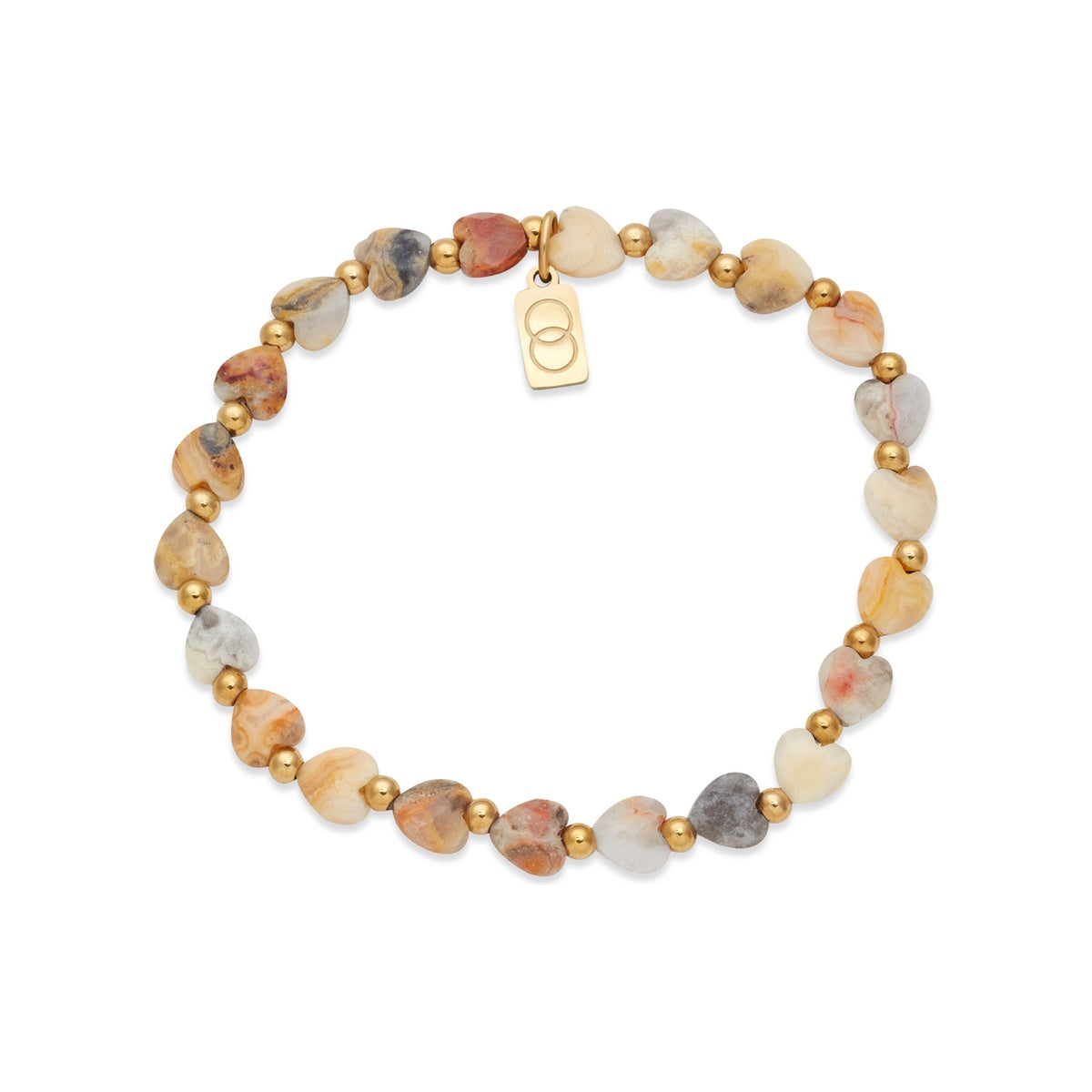 Over & Over Gold Neutral Heart Beaded Bracelet