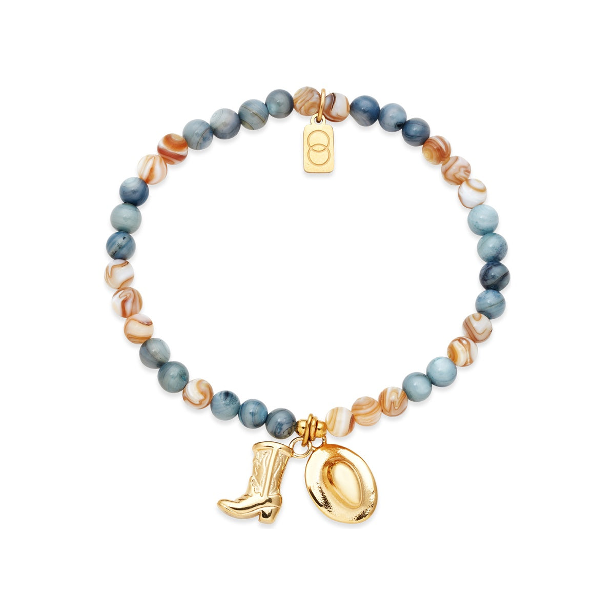 Over & Over Gold Blue Cowboy Beaded Bracelet
