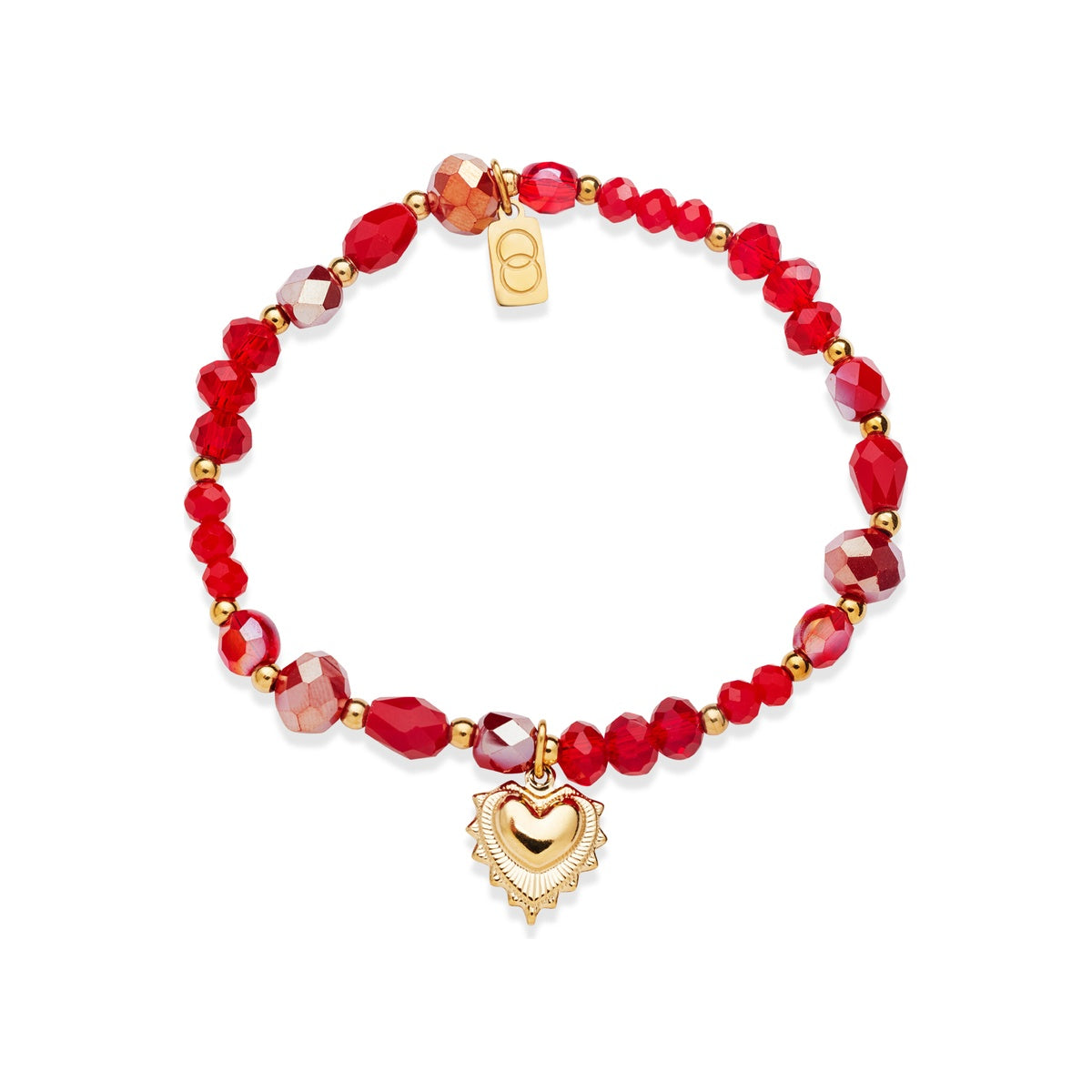 Over & Over Gold Red Heart Beaded Bracelet
