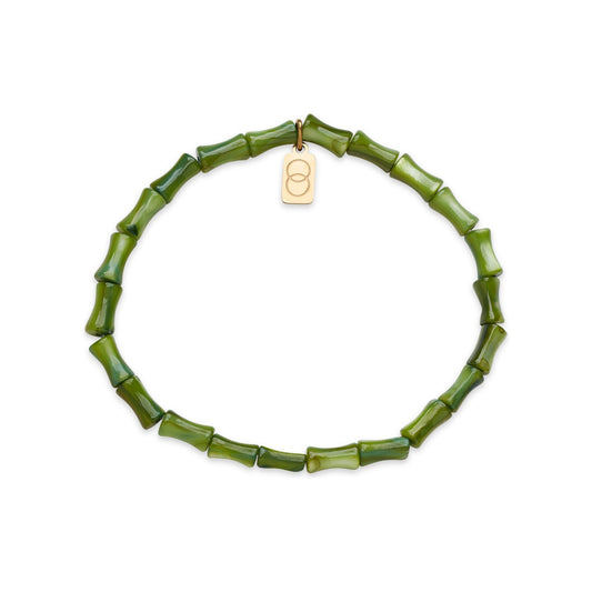 Over & Over Gold Green Bamboo Beaded Bracelet