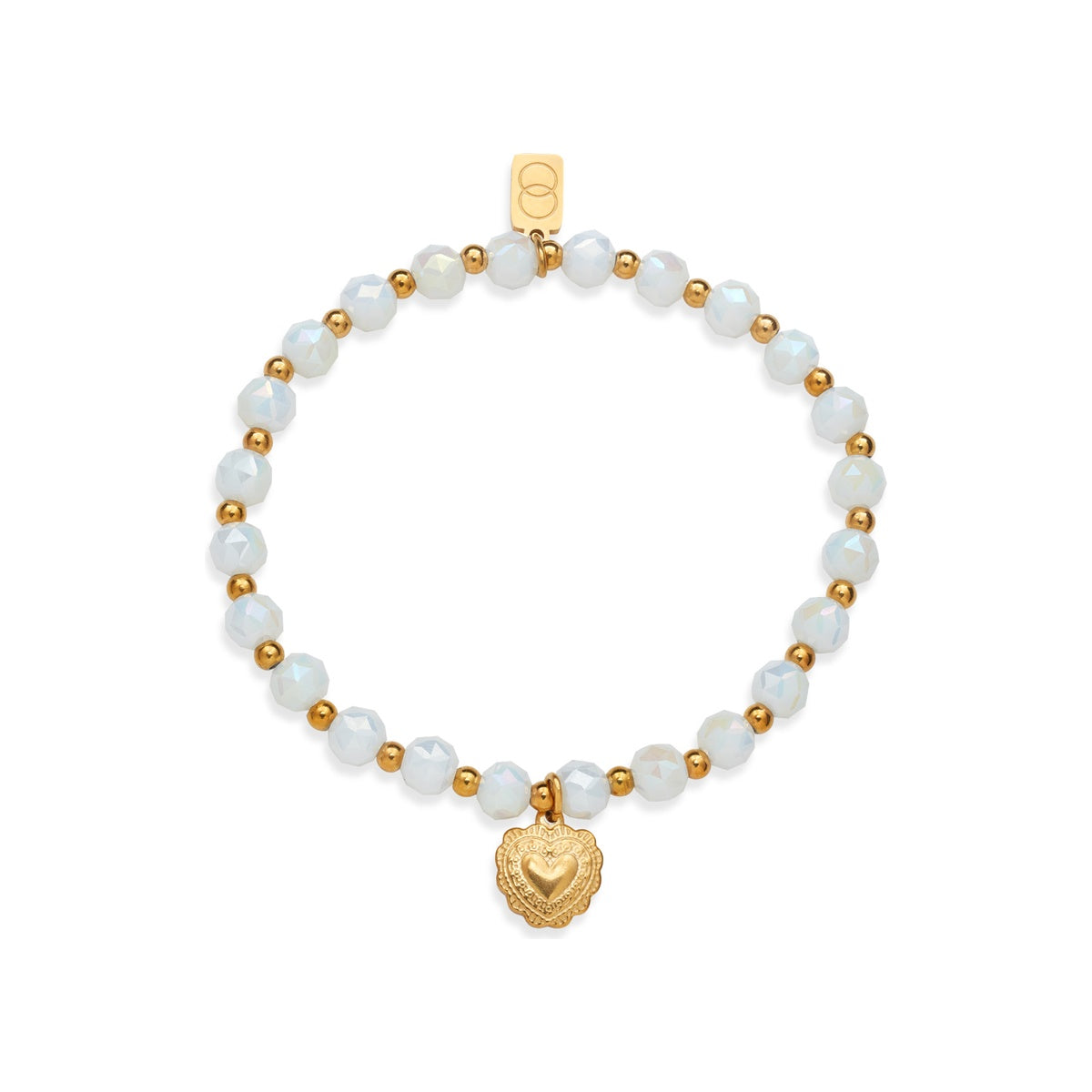 Over & Over Gold White Winged Heart Beaded Bracelet