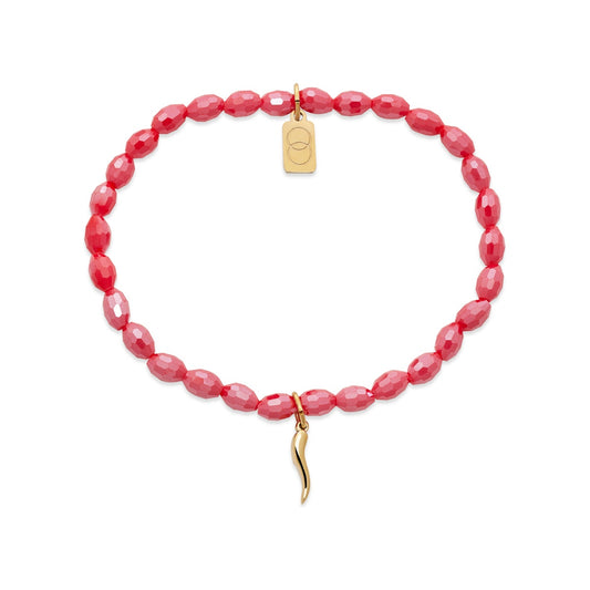 Over & Over Gold Red Chilli Beaded Bracelet