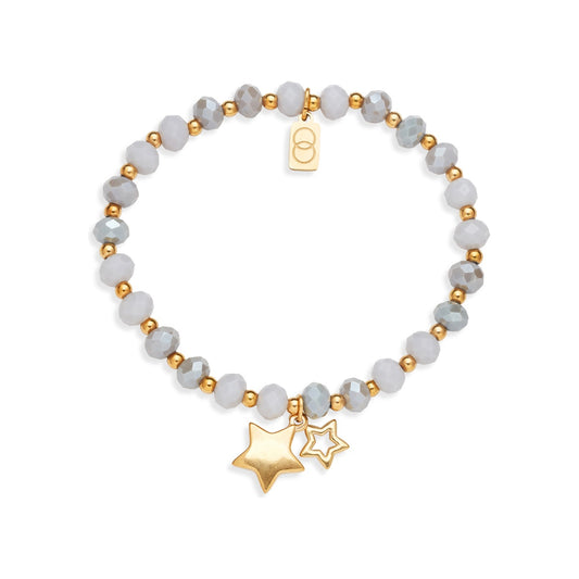 Over & Over Gold Grey Star Beaded Bracelet