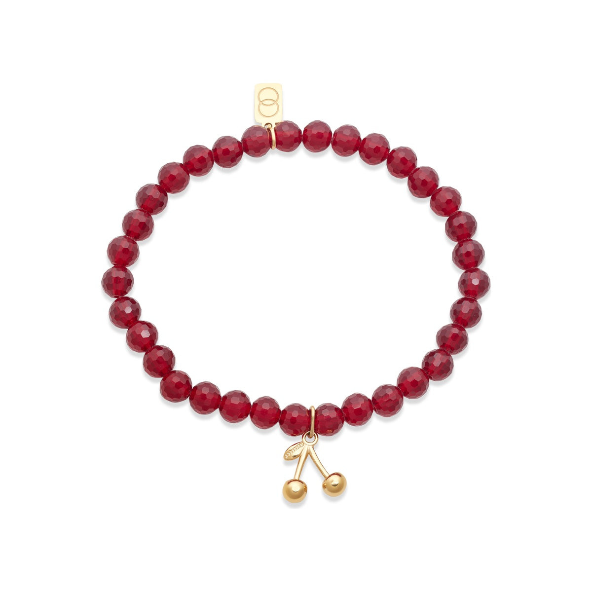 Over & Over Gold Red Cherry Beaded Bracelet