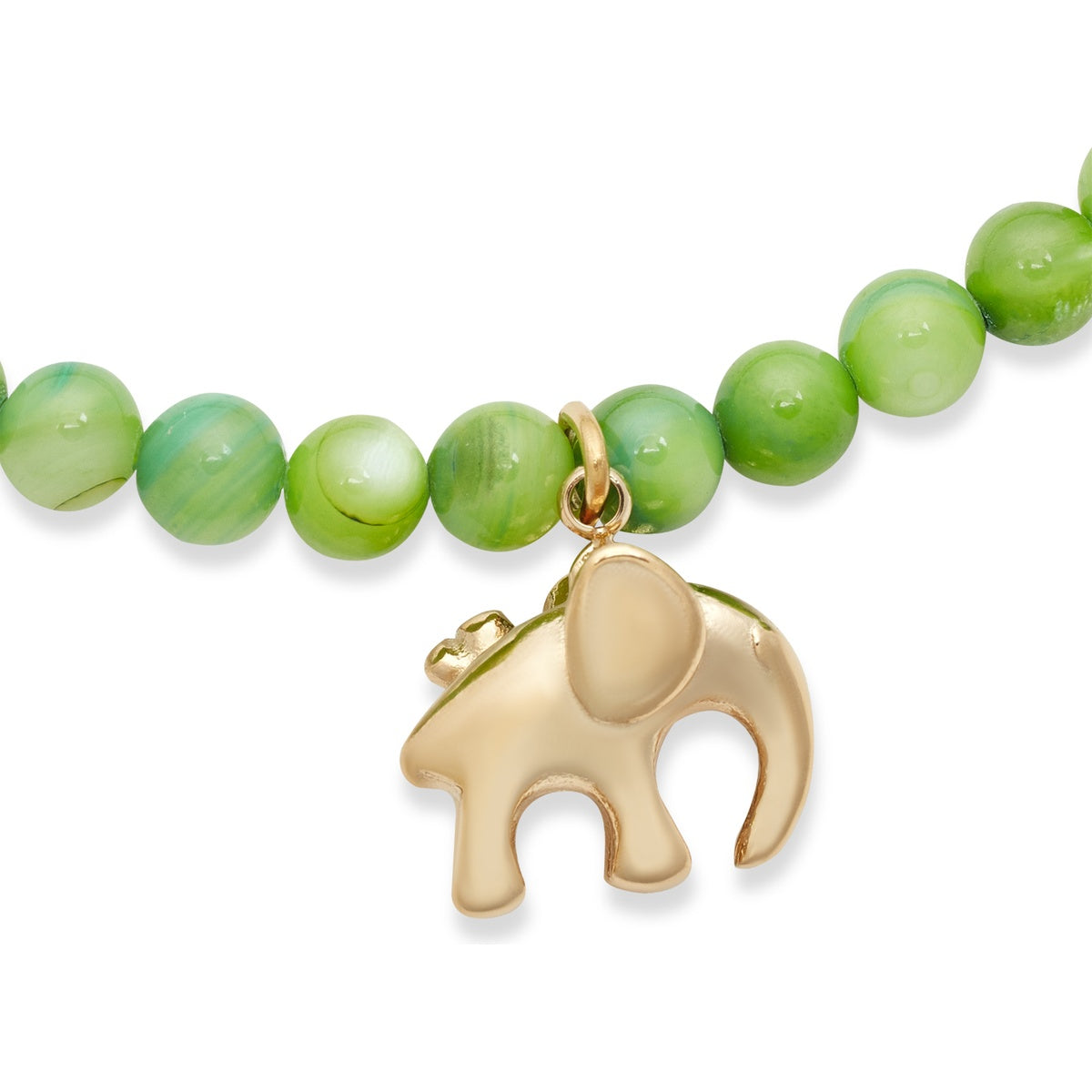 Over & Over Gold Green Elephant Beaded Bracelet