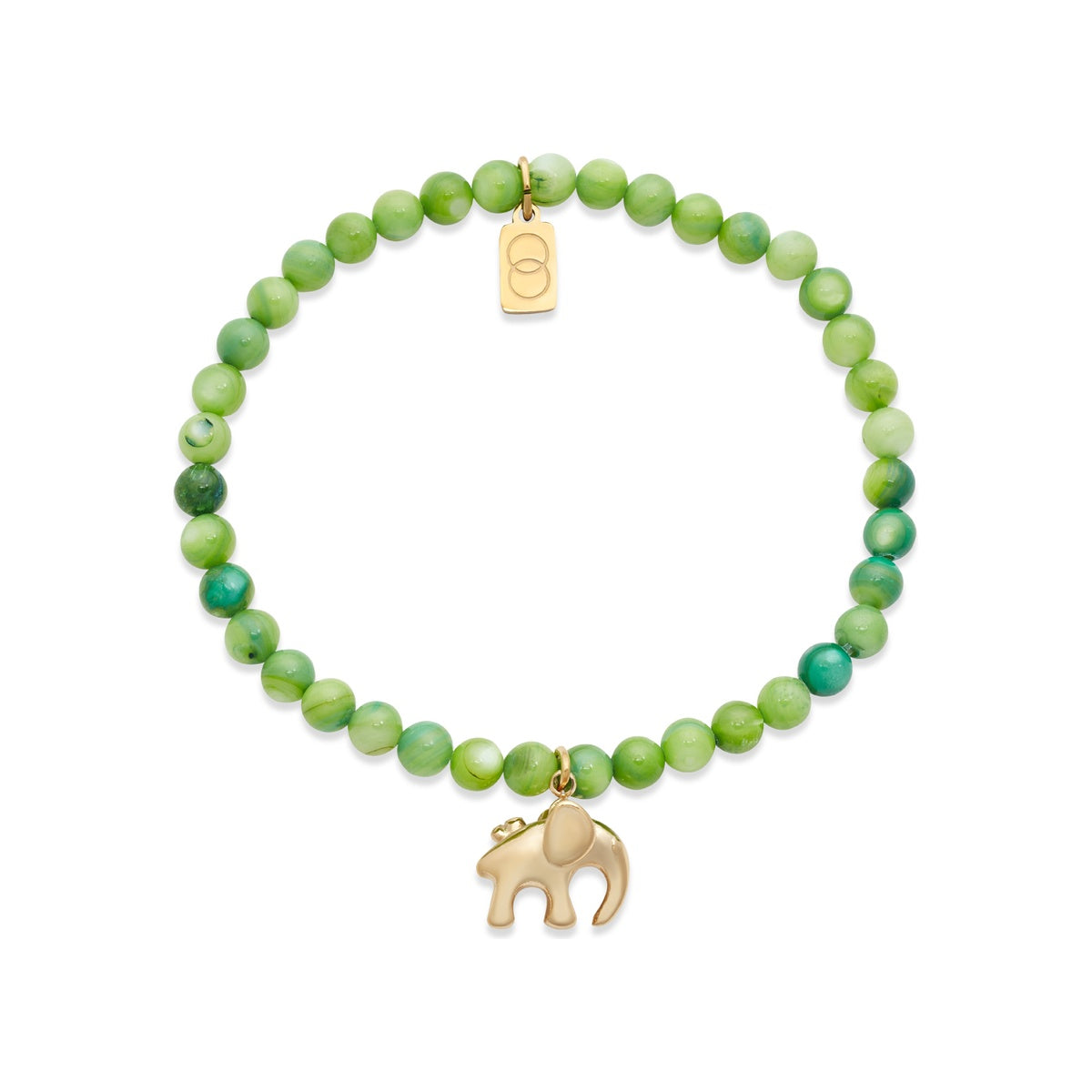 Over & Over Gold Green Elephant Beaded Bracelet