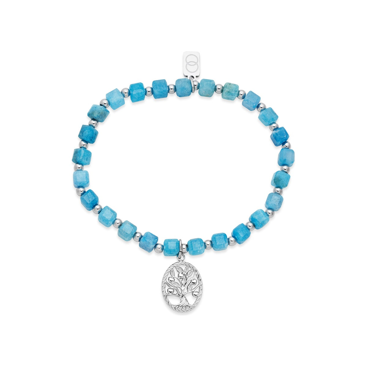 Over & Over Silver Blue Tree of Life Beaded Bracelet