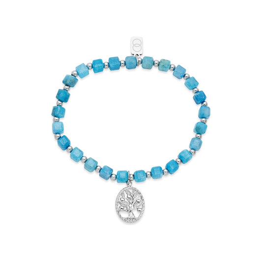 Over & Over Silver Blue Tree of Life Beaded Bracelet