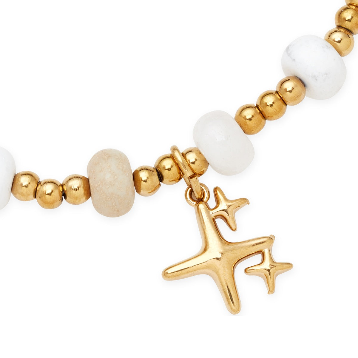Over & Over Gold Neutral North Star Beaded Bracelet