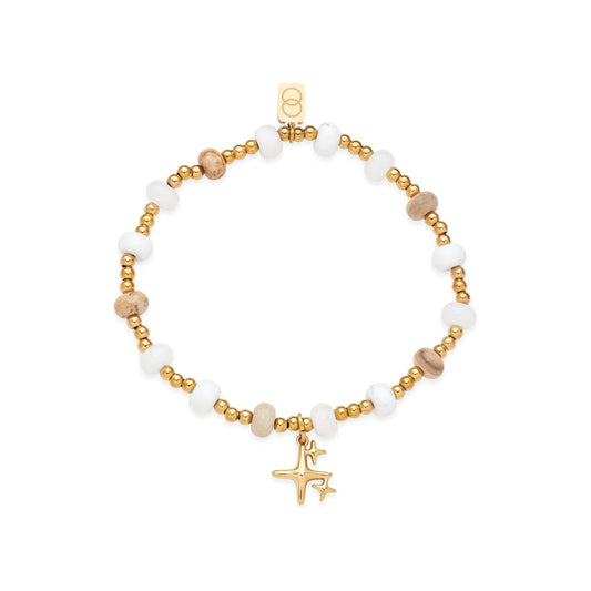 Over & Over Gold Neutral North Star Beaded Bracelet