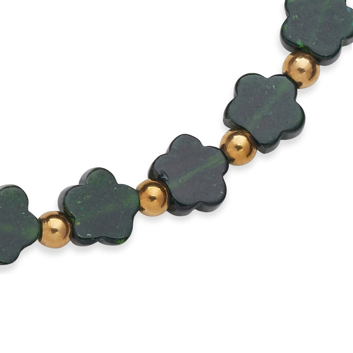 Over & Over Gold Green Flower Beaded Bracelet