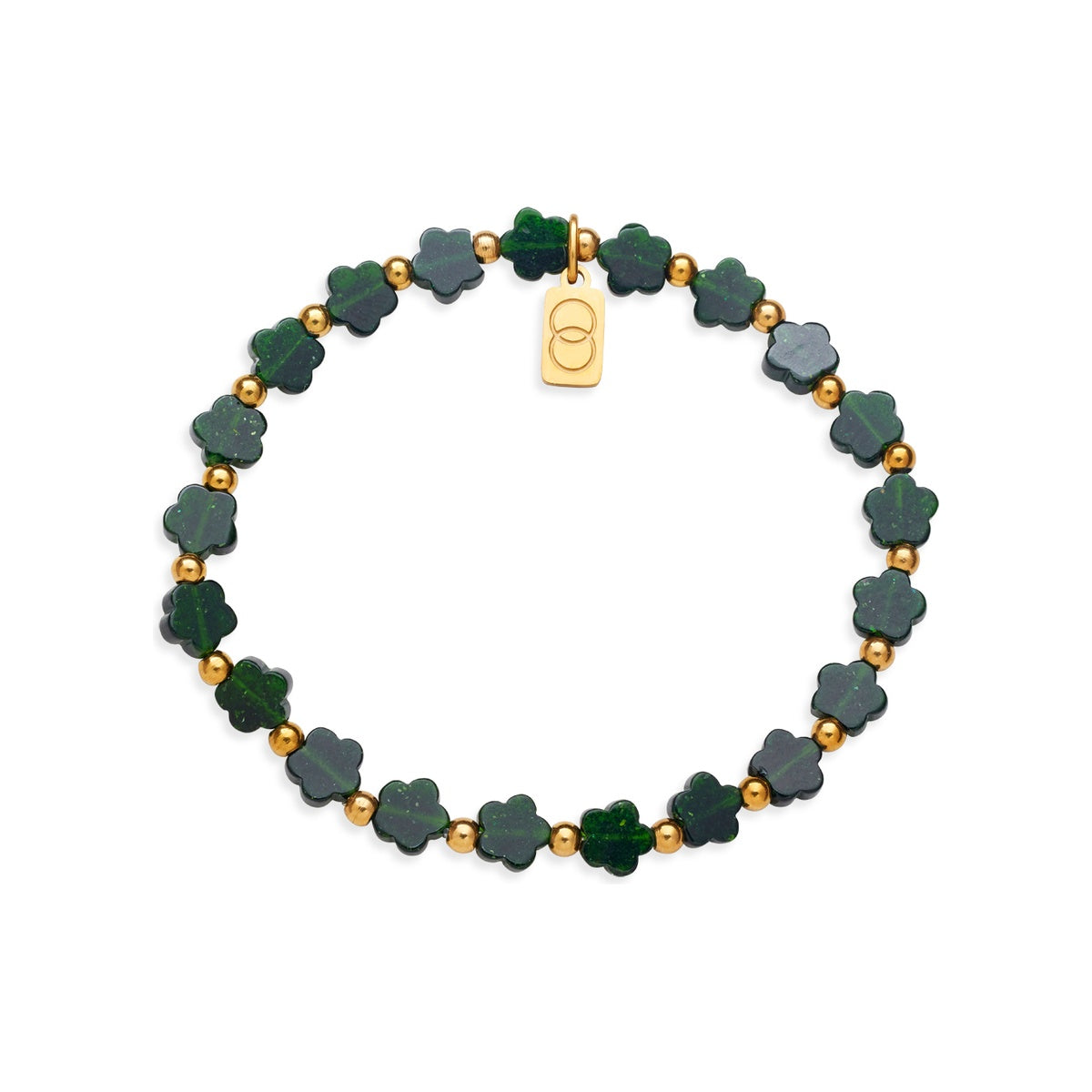 Over & Over Gold Green Flower Beaded Bracelet