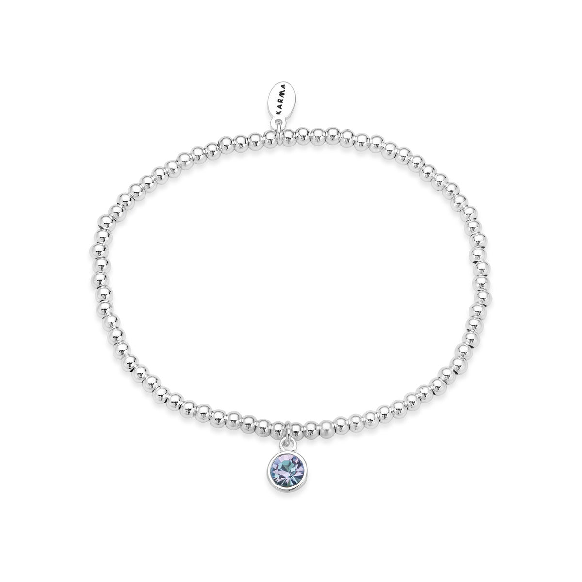 Karma Silver June Stretch Birthstone Bracelet