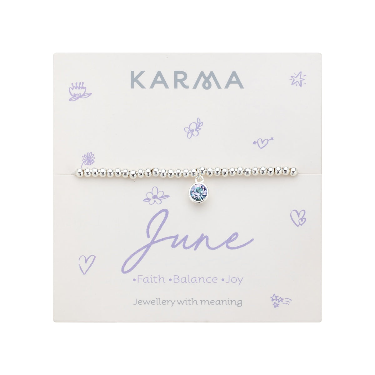 Karma Silver June Stretch Birthstone Bracelet