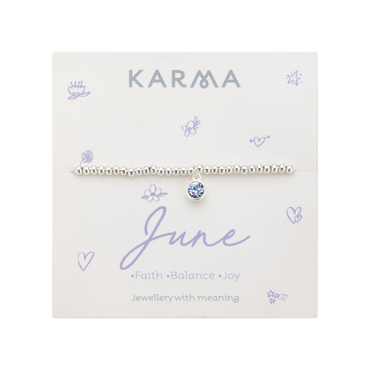 Karma Silver June Stretch Birthstone Bracelet